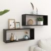 Fali polcok és párkányok, vidaXL 2 db fekete szerelt fa négyszögű fali polc 60 x 15 x 23 cm