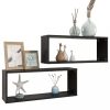 Fali polcok és párkányok, vidaXL 2 db fekete szerelt fa négyszögű fali polc 60 x 15 x 23 cm