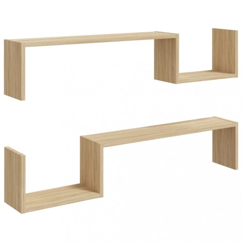 Fali polcok és párkányok, vidaXL 2 db sonoma tölgy színű szerelt fa fali polc 100 x 15 x 20 cm