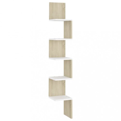 Fali polcok és párkányok, vidaXL fehér és sonoma tölgy szerelt fa fali sarokpolc 20x20x127,5