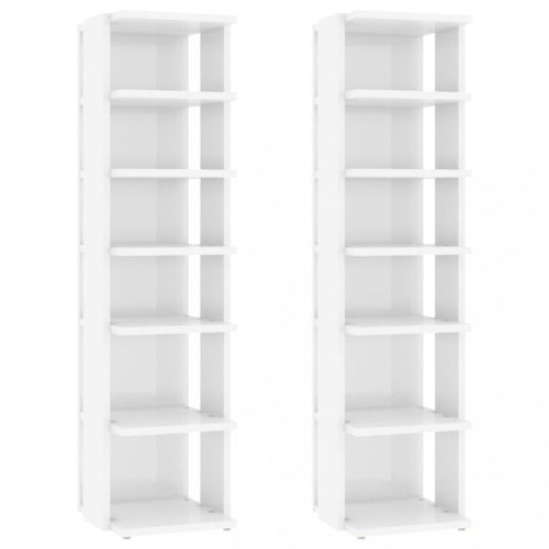 Cipőpolcok és -állványok, vidaXL 2 db magasfényű fehér cipősszekrény 27,5 x 27 x 102 cm