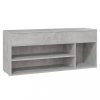 Cipőpolcok és -állványok, vidaXL betonszürke szerelt fa cipőtároló pad 105 x 30 x 45 cm