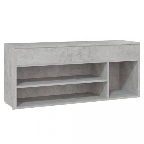 Cipőpolcok és -állványok, vidaXL betonszürke szerelt fa cipőtároló pad 105 x 30 x 45 cm