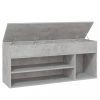 Cipőpolcok és -állványok, vidaXL betonszürke szerelt fa cipőtároló pad 105 x 30 x 45 cm