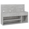 Cipőpolcok és -állványok, vidaXL betonszürke szerelt fa cipőtároló pad 105 x 30 x 45 cm