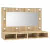 Fürdőszobai pipereasztalok, vidaXL sonoma tölgy tükrös szekrény LED-ekkel 90 x 31,5 x 62 cm