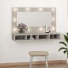 Fürdőszobai pipereasztalok, vidaXL betonszürke tükrös szekrény LED-ekkel 90 x 31,5 x 62 cm