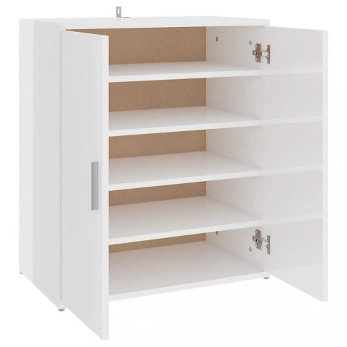 Cipőpolcok és -állványok, vidaXL magasfényű fehér szerelt fa cipősszekrény 60 x 35 x 70 cm