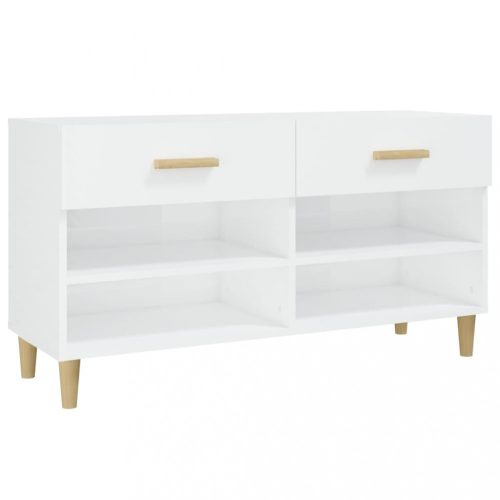 Cipőpolcok és -állványok, vidaXL magasfényű fehér szerelt fa cipőszekrény 102x35x55 cm