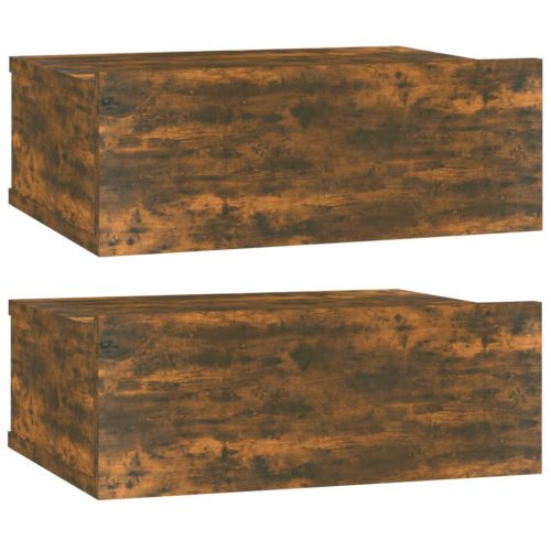 Éjjeliszekrények, vidaXL 2 db füstös tölgy színű függő éjjeliszekrény 40 x 30 x 15 cm