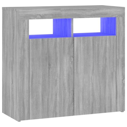 Büfé- és tálalóasztalok, vidaXL szürke sonoma tálalószekrény LED-világítással 80 x 35 x