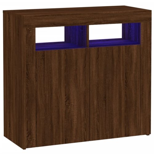 Büfé- és tálalóasztalok, vidaXL barna tölgyszínű tálalószekrény LED-ekkel 80 x 35 x 75 cm