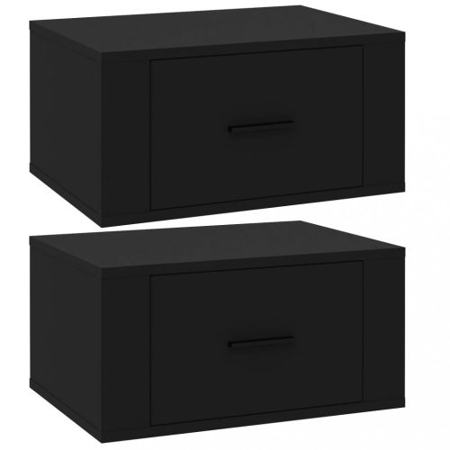 Éjjeliszekrények, vidaXL 2 db fekete falra szerelhető éjjeliszekrény 50 x 36 x 25 cm