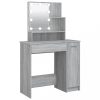 Asztalok, vidaXL szürke sonoma LED-es fésülködőasztal 86,5 x 35 x 136 cm