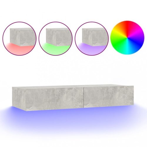 Nappali bútorok, vidaXL betonszürke TV-szekrény LED-lámpákkal 90 x 35 x 15,5 cm