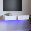Nappali bútorok, vidaXL magasfényű fehér TV-szekrény LED lámpákkal 90 x 35 x 15,5 cm