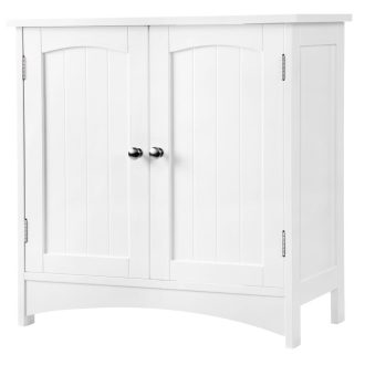 VASAGLE Mosdó Alatti Tárolószekrény Fürdőszobai Állószekrény 2 Ajtós Állítható Polccal