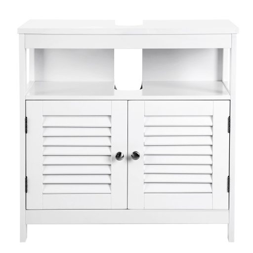 VASAGLE Mosdószekrény Mosdókagyló Nélkül Sok Tárolóhellyel Fürdőszobai Szekrény Rácsos