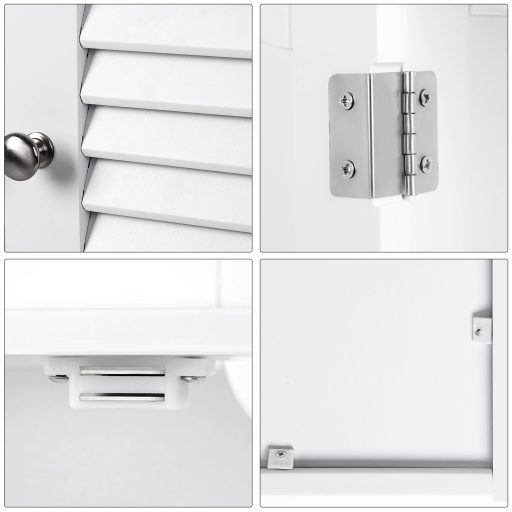 VASAGLE Mosdószekrény Mosdókagyló Nélkül Sok Tárolóhellyel Fürdőszobai Szekrény Rácsos