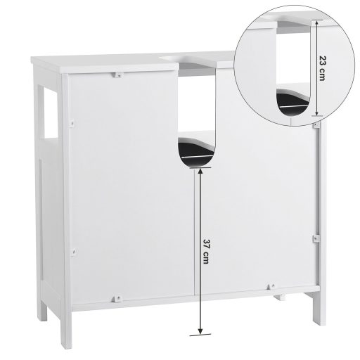 VASAGLE Mosdószekrény Mosdókagyló Nélkül Sok Tárolóhellyel Fürdőszobai Szekrény Rácsos