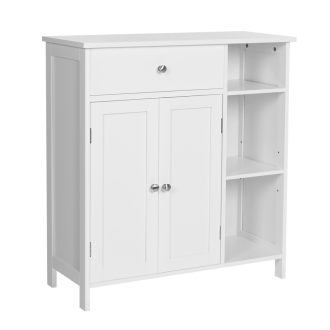 VASAGLE Fürdőszobai Állószekrény, Tároló Szervező Egység, Fiókos Szekrény, 3 Nyitott