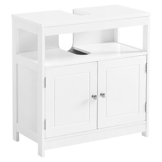 VASAGLE Fürdőszobai Mosdó Alatti Szekrény, Padlószekrény Kétszárnyú Ajtóval, Nyitott