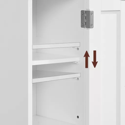 VASAGLE WC szekrény, fürdőszobai szekrény, keskeny fürdőszobai polc, állítható polcok,
