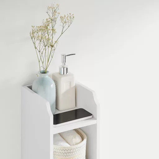 VASAGLE WC szekrény, fürdőszobai szekrény, keskeny fürdőszobai polc, állítható polcok,