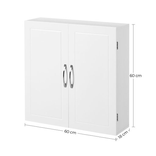 VASAGLE Fali Szekrény, Függesztett Fürdőszobai Tárolószekrény, Gyógyszeres Szekrény