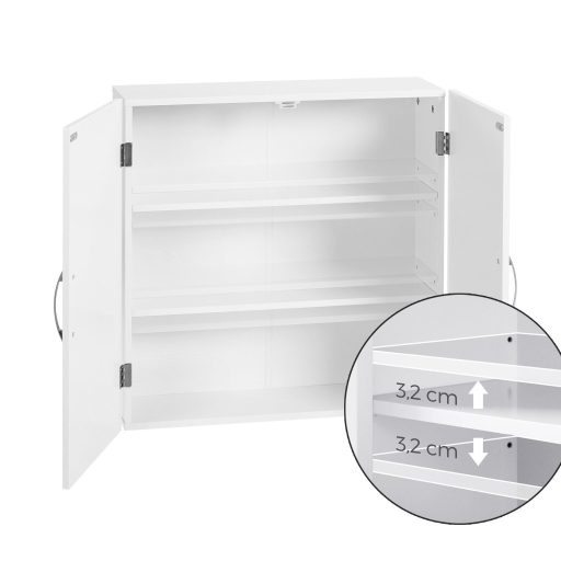 VASAGLE Fali Szekrény, Függesztett Fürdőszobai Tárolószekrény, Gyógyszeres Szekrény