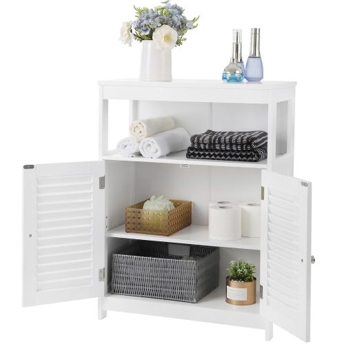 VASAGLE Fa Fürdőszobai Padlószekrény Tároló Szervező Állvány, Konyhai Szekrény Szabadon