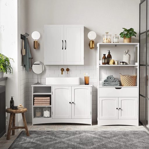 VASAGLE Mosdó alatti szekrény, fürdőszobai mosdószekrény, 90 x 30 x 60 cm, tárolószekrény 2