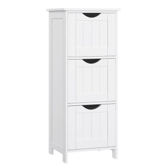 VASAGLE Fürdőszobai Padlószekrény, Keskeny Tárolóegység 3 Fiókkal, 32 x 30 x 81 cm,