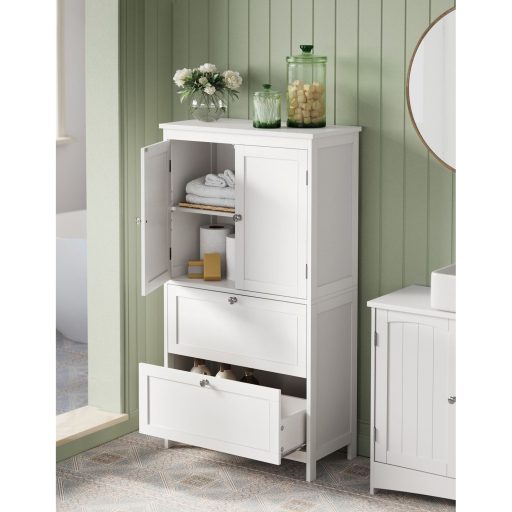 VASAGLE Fürdőszobai Padlószekrény, Fürdőszobai Tárolóegység, Szabadon Álló Fürdőszobai