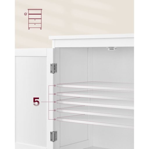 VASAGLE Fürdőszobai Padlószekrény, Fürdőszobai Tárolóegység, Szabadon Álló Fürdőszobai