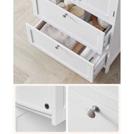 VASAGLE Fürdőszobai Padlószekrény, Fürdőszobai Tárolóegység, Szabadon Álló Fürdőszobai