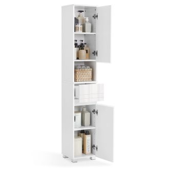 VASAGLE Magas Fürdőszobai Szekrény, Karcsú Tárolószekrény, Keskeny Szekrény, Fürdőszobai