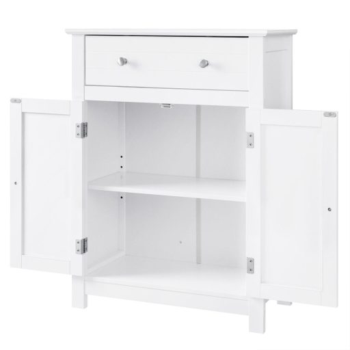 VASAGLE BBC61WT fürdőszobai fiókos szekrény, vidéki ház stílusú konyhaszekrény, fa, fehér,