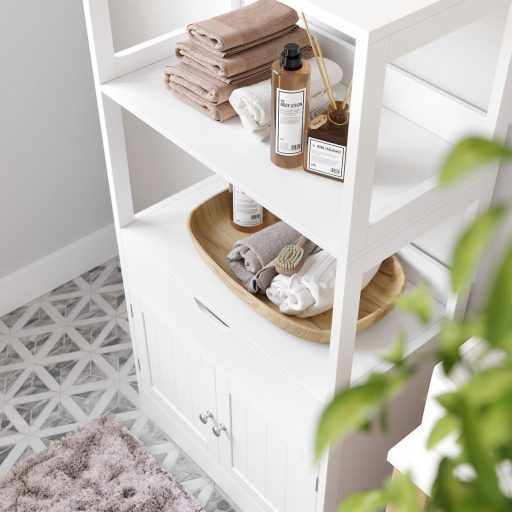 VASAGLE Nagy Gardrób Fiókkal, 2 Nyitott Polccal és Kétszárnyú Ajtóval, Gardrób