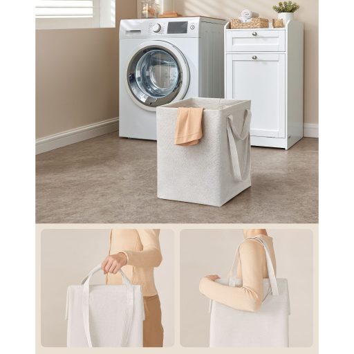 VASAGLE fürdőszobai szekrény szennyestartóval, fürdőszobai tárolóegység 1 fiókkal és 1