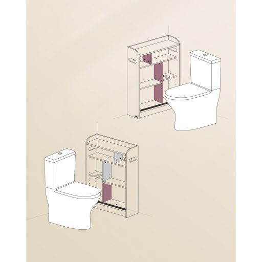 VASAGLE Fürdőszobai Szekrény, Keskeny Fürdőszobai Tárolóegység, WC-papír Tartó és Kefe