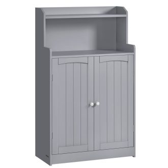 VASAGLE Fürdőszobai Tárolószekrény, Fürdőszobai Állószekrény 2 Ajtóval, 2 Állítható