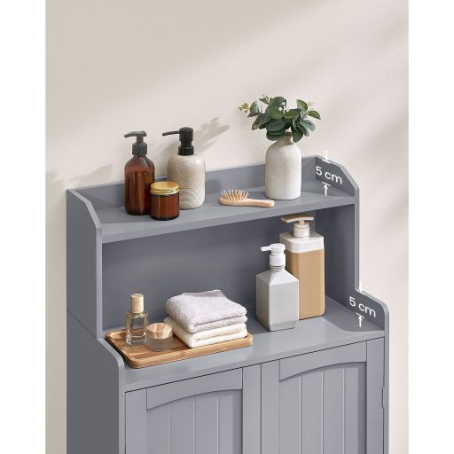 VASAGLE Fürdőszobai Tárolószekrény, Fürdőszobai Állószekrény 2 Ajtóval, 2 Állítható