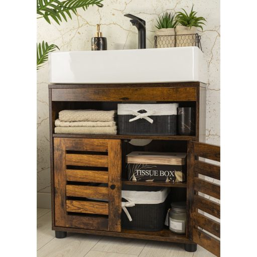 VASAGLE mosdó alatti szekrény, fürdőszobai mosdóegység, tárolószekrény, 60 x 30 x 63 cm, 2