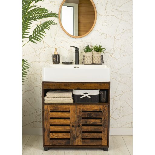 VASAGLE mosdó alatti szekrény, fürdőszobai mosdóegység, tárolószekrény, 60 x 30 x 63 cm, 2