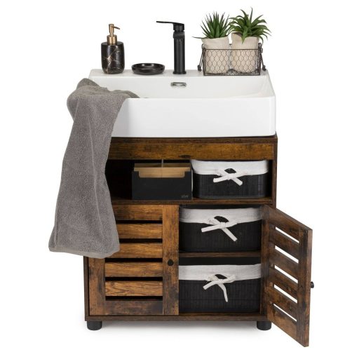 VASAGLE mosdó alatti szekrény, fürdőszobai mosdóegység, tárolószekrény, 60 x 30 x 63 cm, 2