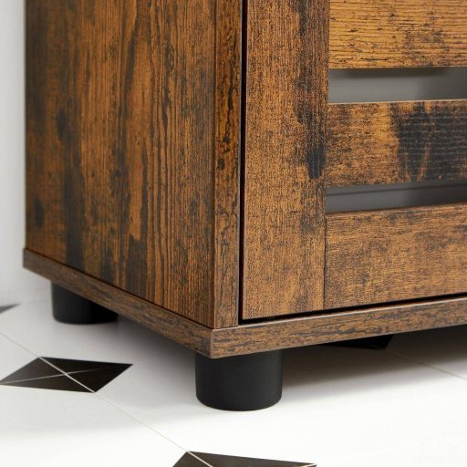 VASAGLE Fürdőszobai Szekrény, Magas Fürdőszobai Szekrény, 3 Nyitott Rekesszel, 2 Állítható