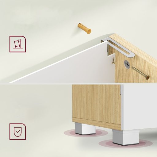 VASAGLE BBK503K01 Fésülködőasztal 3 Nagy Fiókkal, Fürdőszobai Szekrény, 2 Rekesz az Ajtó