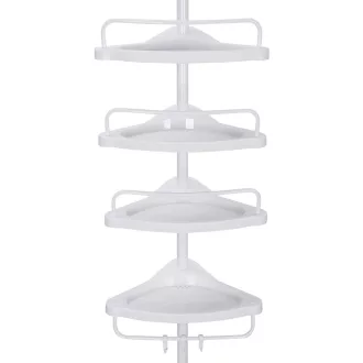 SONGMICS Állítható Fürdőszobai Sarokpolc, Teleszkópos Zuhanykabin Polc, 85-305 cm, Padlótól