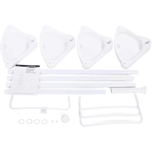 SONGMICS Állítható Fürdőszobai Sarokpolc, Teleszkópos Zuhanykabin Polc, 85-305 cm, Padlótól